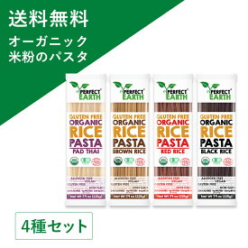 オーガニック グルテンフリー ライス パスタ 小麦不使用 米粉 アレルゲンフリー [白米/玄米/赤米/黒米] 225g×4個アソート 有機JAS 低糖質 無農薬 ジャスミン米 タイ米 ダイエット 低GI スパゲッティ ライスヌードル PERFECT EARTH パーフェクトアース