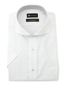 メンズ半袖ワイシャツ カッタウェイ クラシコ　白ドビー 半袖 ホワイト S M L LL 3L ポリエステル 綿 春夏 PSFA