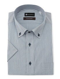 メンズ半袖ワイシャツ 半袖ボタンダウン 【形態安定】半袖ワイシャツ【クラシコ】ボタンダウン　 ネイビー S M L LL 3L ポリエステル 綿 春夏 PSFA