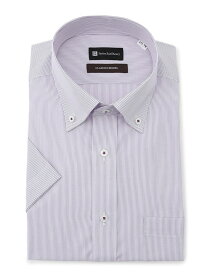 メンズ 半袖ワイシャツ 半袖ボタンダウン 【形態安定 クラシコ】ボタンダウン　 ラベンダー S M L LL 3L ポリエステル 綿 春夏 PSFA
