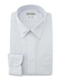 メンズ長袖ワイシャツ 長袖ボタンダウン アイシャツ　ベンベルグ サックス 冷感素材 完全ノーアイロン ストレッチ 汗ジミ防止 抗菌防臭 ややスリム 3780 3980 3982 4182 4184 4386 4586 ポリエステル キュプラ 通年 PSFA