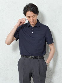 メンズカジュアルインナー 【高通気】レギュラー半袖ポロシャツ ネイビー M L ポリエステル 春夏 PSFA