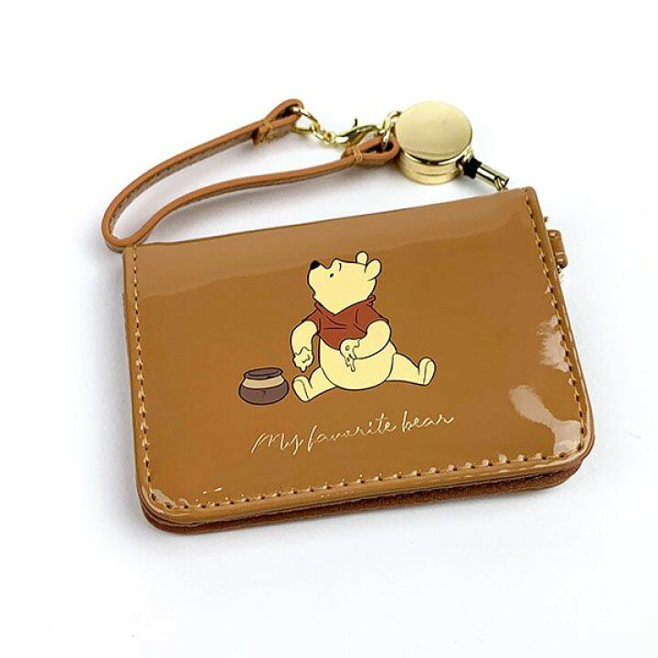 楽天市場 ディズニー くまのプーさん エナメルパスケース ベージュ リール付き おしゃれ ディズニー 定期入れ キャラグッズ Perfect World Tokyo
