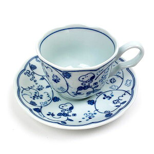 スヌーピー カップ&ソーサー/藍唐草 【ぶどう】 ティーカップ お皿 食器 日本製 ブルー