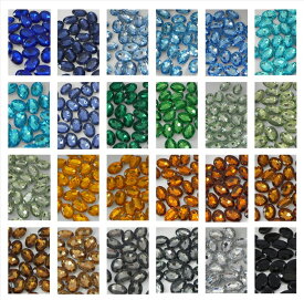 ビジューストーン　オーバル　約10mm×14mm　●　　〇オーバル（楕円）　　メガ盛りデコに最適　カットが、キラキラ〜〜可愛くてキレイ　アクリルラインストーン　ブルー系　グリーン系　ブラウン系　クリア・ブラック系　◆カラーが増えました◆48色●