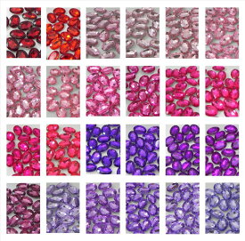 ●　ビジューストーン　オーバル　約10mm×14mm　●　　〇オーバル（楕円）　　メガ盛りデコに最適　カットが、キラキラ〜〜可愛くてキレイ　アクリルラインストーン　ピンク系　パープル系　◆カラーが増えました◆48色