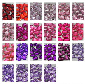☆　ビジューストーン　レクタングル　13mm×18mm　☆　8粒入り　■　レクタングル（長方形）ビジュー　■　ピンク系　パープル系　メガ盛りデコに最適　★　カットが、キラキラ〜〜可愛くてキレイなストーン　アクリルラインストーン