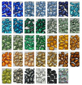 ☆　ビジューストーン　レクタングル　約13mm×18mm　☆　◇8粒入り◇　■　レクタングル（長方形）　ビジュー　ブルー系　グリーン系　オレンジ系　メガ盛りデコに最適　★　カットが、キラキラ〜〜可愛くてキレイなストーンです☆　アクリルラインストーン