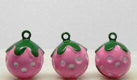 ☆ 可愛い鈴　いちご　ピンク　☆　1個～30個　◇　いちご鈴ピンク　桃　イチゴ　苺 すず　いちご 鈴　イチゴ鈴　◇ペットの首輪や根付・ストラップにも♪