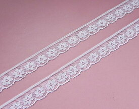 ☆　細幅　レース　ホワイト　M　☆　1m巻＆2m巻＆5m巻　　レース白　約15mm幅　細幅レース 　ラッセルレース　手芸　　ハンドメイド　手作り　手芸