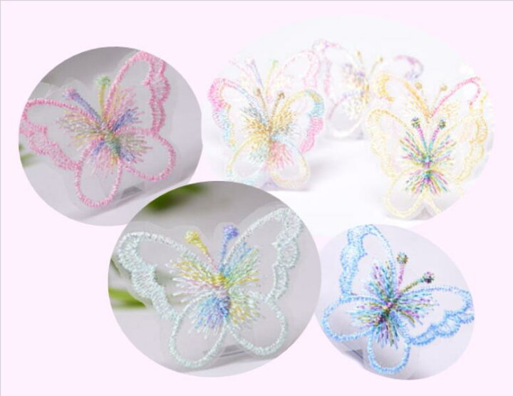 楽天市場】☆ アップリケ 刺繍バタフライ レースモチーフ A 約4cm 