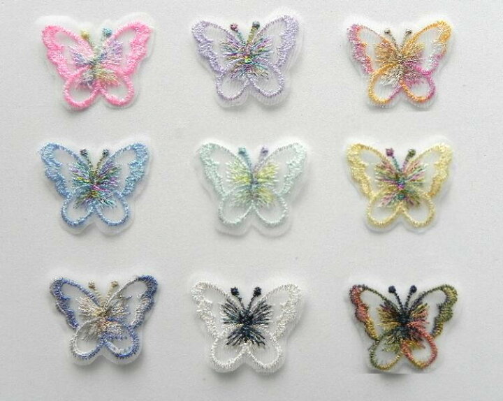 楽天市場】☆ アップリケ 刺繍バタフライ レースモチーフ A 約4cm 