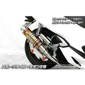ウイルズウィン PCX150(2BK-KF30)用 アニバーサリーマフラー スポーツタイプ チタン仕様 PCX150 ビレットステー シルバー ボルトキャップ レッド オプション オプションB