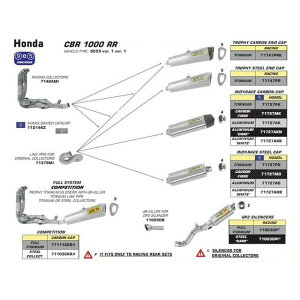 A[ HONDA CBR 1000 RR 08/13 GP2 STEEL DARK SILENCER { LINK PIPE FOR COLLECTORS b 71003GPI arr_71003GPI