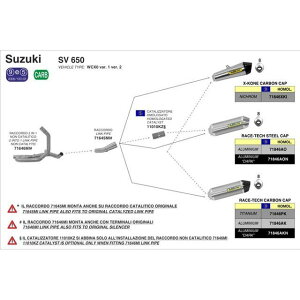 A[ SUZUKI SV 650 16 2F1 STAINLESS STEEL NO KAT LINK PIPE FOR ORIGINAL SILENCERS AND LINK PIPE AND SILENCERS b 71646MI arr_716c