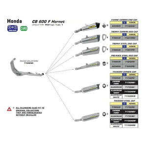 A[ HONDA CB 600 F HORNET 07/13 HOMOLOGATED NICHROM X-KONE SILENCER WITH CARBON END CAP FOR ORIGINAL AND COLLECTORS b 71722XKIc