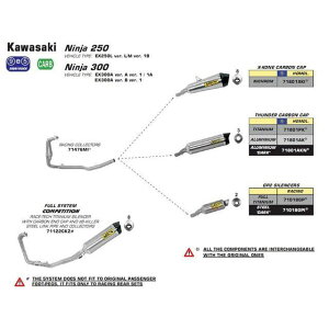 A[ KAWASAKI NINJA 250/300 13 HOMOL. NICHRO M X-KONE SILENCER WITH CARBON END CAP FO R ORIGINAL AND COLLECTOR b 71801XKI arr_7c