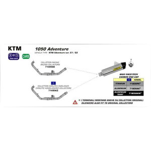�A���[ KTM 1190 ADVENTURE R 13 HOMOLOGATED TITA NIUM MAXI RACE-TECH SILENCER WITH CARBON END CAP FOR ORIGINAL AND COLLECTOR �b 718�c