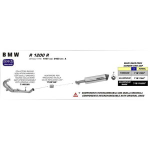 �A���[ BMW R 1200 RT HOMOLOGATED ALUMINIUM DARK MAXI RACE-TECH SILENCER WITH CARBON END CAP FOR ORIGINAL AND COLLECTORS �b 71838AK�c