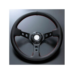 D1 SPEC DEEP70 ステアリング 33パイ ブラックレザー/レッドステッチ DSC-70330RE