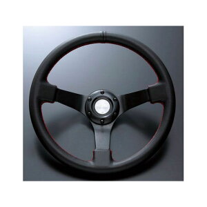 D1 SPEC DEEP80 ステアリング 34パイ ブラックレザー/レッドステッチ DSC-80340RE