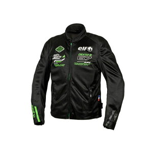 エルフ 2025春夏モデル EJ-S121 エオリアメッシュジャケット(ブラック&グリーン) サイズ LL EJ-S121