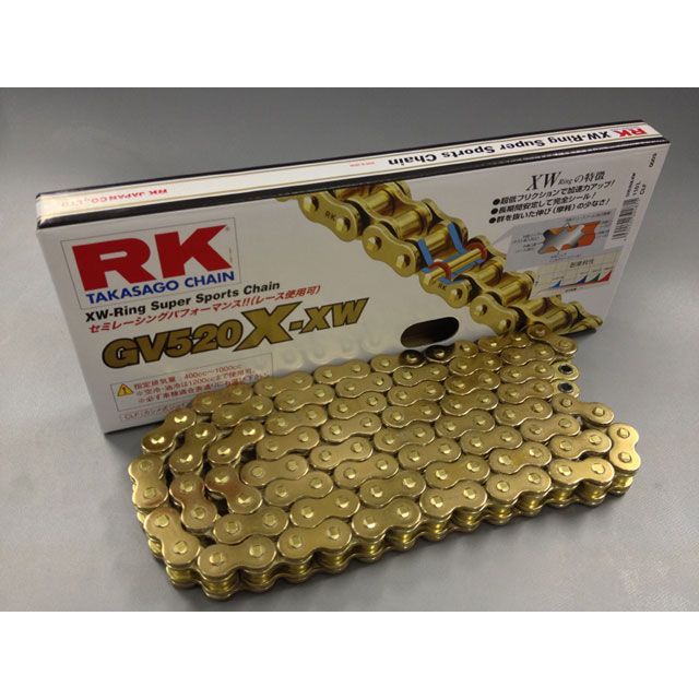 正規品／rk-japan ストリート用チェーン GV520X-XW（ゴールド） リンク
