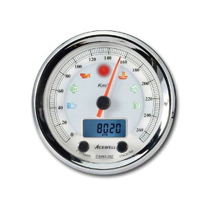 エースウェル CA085-152 多機能デジタルメーター 150Km/H 汎用 カラー ホワイトパネル CA085-152-W