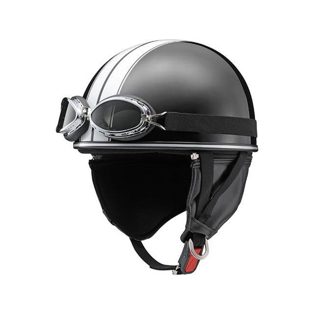 ワイズギア Y’S 日本正規代理店品 お金を節約 GEAR ハーフヘルメット ヘルメット ストライプ ブラック CLASSIC 雑誌付き Y-555