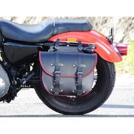 正規品／DEGNER SB-69 レザーサドルバッグ（ブラック/レッド） SB-69-BKRD デグナー ツーリング用バッグ バイク