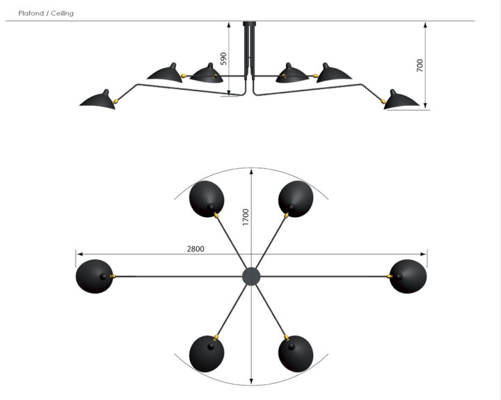楽天市場】セルジュ・ムーユ SUSPENSION 6 BRAS PIVOTANTS ペンダント 
