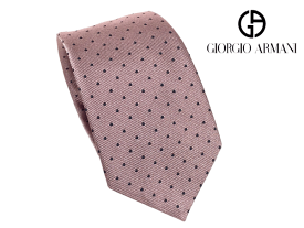 ジョルジオ アルマーニ ネクタイ GIORGIO ARMANI 360087 2F295 00070 PINK ピンク系地 ブラック ピンドット柄 ネクタイ