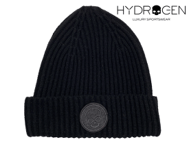 HYDROGEN ハイドロゲン ビーニーキャップ 273200 007 BLACK スカル 絵柄 ワッペン付き ブラック カシミア ニットキャップ ニット帽子