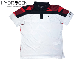 ハイドロゲン ゴルフ ポロシャツ HYDROGEN GOLF G00000 C47 RED CAMOUFLAGE WHITE GOLF POLO スカル絵柄 ロゴ入り メンズ向け レッド系Xブラック 幾何学 カモフラージュ柄 ホワイト 半袖 ストレッチ ゴルフ ポロシャツ メンズLサイズ