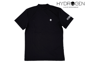 ハイドロゲン ゴルフ ロールネックTシャツ HYDROGEN GOLF G00404 007 BLACK GOLF ROLL NECK 再帰反射 スカル絵柄 ロゴ入り メンズ向け ブラック ロールネック ストレッチ ゴルフ シャツ モックネック Tシャツ ハイネック Tシャツ メンズMサイズ