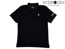 ハイドロゲン ゴルフ ポロシャツ HYDROGEN GOLF GC0004 007 BLACK GOLF PIQUE POLO 再帰反射 スカル絵柄 ロゴ入り メンズ向け ストレッチ ブラック ピケ ゴルフ ポロシャツ メンズLサイズ