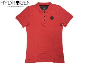 ハイドロゲン ポロシャツ HYDROGEN Z10081 RED POLO SKULL スカルワッペン付き レディース向け レッド系 半袖 ポロシャツ レディースLサイズ