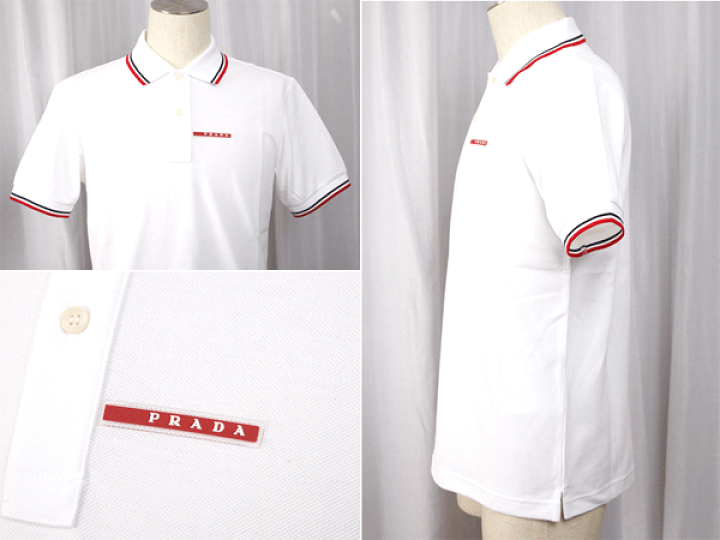 PRADA SPORT プラダ プラスポ ポロシャツ 楽天市場】プラダ ポロシャツ PRADA SJJ887 BIANCO ロゴタグ付き 襟袖