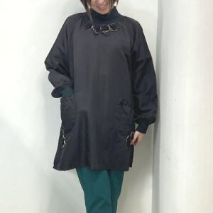 割烹着 かっぽう着 かっぽうぎ スモック 裏フリース 長袖 裏起毛 ハイネック あったか 冬用 冬 秋 ナイロン かぶるだけ かぶり ショート丈 あったか エプロン 暖かい 保育士 かわいい チュニ