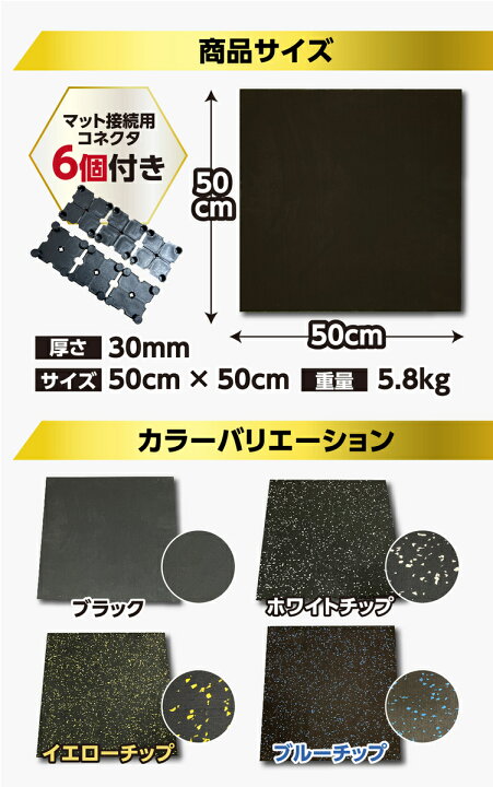 楽天市場】ジムマット ゴムマット 4枚セット 厚さ30mm トレーニング 