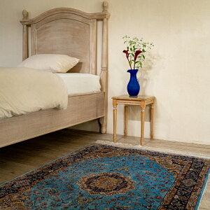 【本場イラン産】100×120cm ペルシャ絨毯(機械&手織り) ラグサイズS(送料無料 かわいい おしゃれ 絨毯 ラグ バンブーシルク モーダル ペルシャ)◆ZA-23