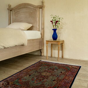 【本場イラン産】80×120cm ペルシャ絨毯(機械&手織り) 玄関マットサイズL(送料無料 かわいい おしゃれ 絨毯 ラグ バンブーシルク モーダル ペルシャ)◆CH-19