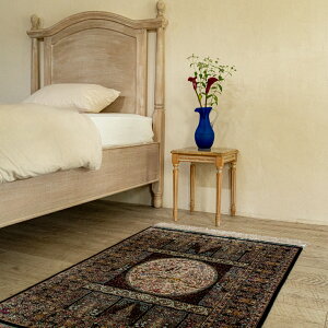 【本場イラン産】80×120cm ペルシャ絨毯(機械&手織り) 玄関マットサイズL(送料無料 かわいい おしゃれ 絨毯 ラグ バンブーシルク モーダル ペルシャ)◆CH-26