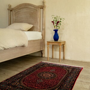 【本場イラン産】80×120cm ペルシャ絨毯(機械&手織り) 玄関マットサイズL(送料無料 かわいい おしゃれ 絨毯 ラグ バンブーシルク モーダル ペルシャ)◆CH-28