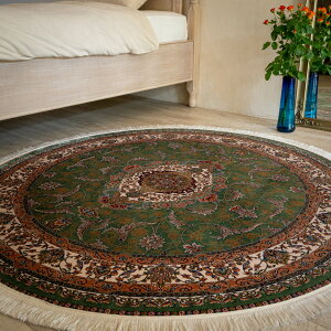 【本場イラン産】直径152cm ペルシャ絨毯(機械織) 玄関マットサイズM(送料無料 かわいい おしゃれ 絨毯 ラグ バンブーシルク モーダル ペルシャ)◆φ150-21 BA-89