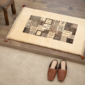 【本場イラン産】ギャッベ 62×90cm 玄関マット(送料無料 手織り 天然染料 かわいい おしゃれ 絨毯 玄関 ラグ ウール100% ペルシャ ギャベ Gabbeh リーズバフト)