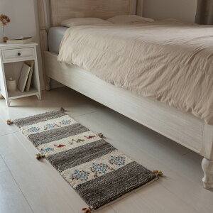 【本場イラン産】ギャッベ 40×120cm ランナー(細長い)(送料無料 手織り 天然染料 かわいい おしゃれ 絨毯 廊下 玄関 ラグ ウール100% ペルシャ ギャベ Gabbeh)