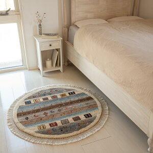 【本場イラン産】ギャッベ 丸型 直径98cm 商品番号G1292_CL(ペルシャ 手織り 円形 ラグ 玄関マット 直径約100cm)