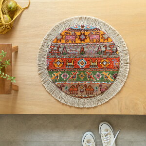 【本場イラン産】ギャッベ 直径52cm 丸型(送料無料 手織り 天然染料 かわいい おしゃれ 絨毯 玄関 円形 丸形 ラグ ウール100% ペルシャ ギャベ Gabbeh リーズバフト)