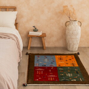 【本場イラン産】ギャッベ 78×123cm ラグ(送料無料 手織り 天然染料 かわいい おしゃれ 絨毯 玄関 ラグ ウール100% ペルシャ ギャベ Gabbeh)